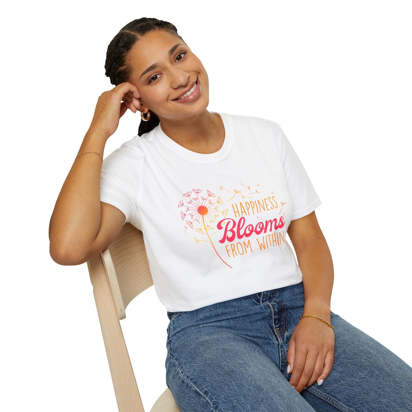 Happiness Blooms Unisex Softstyle T-Shirt - Positive Vibes Tee