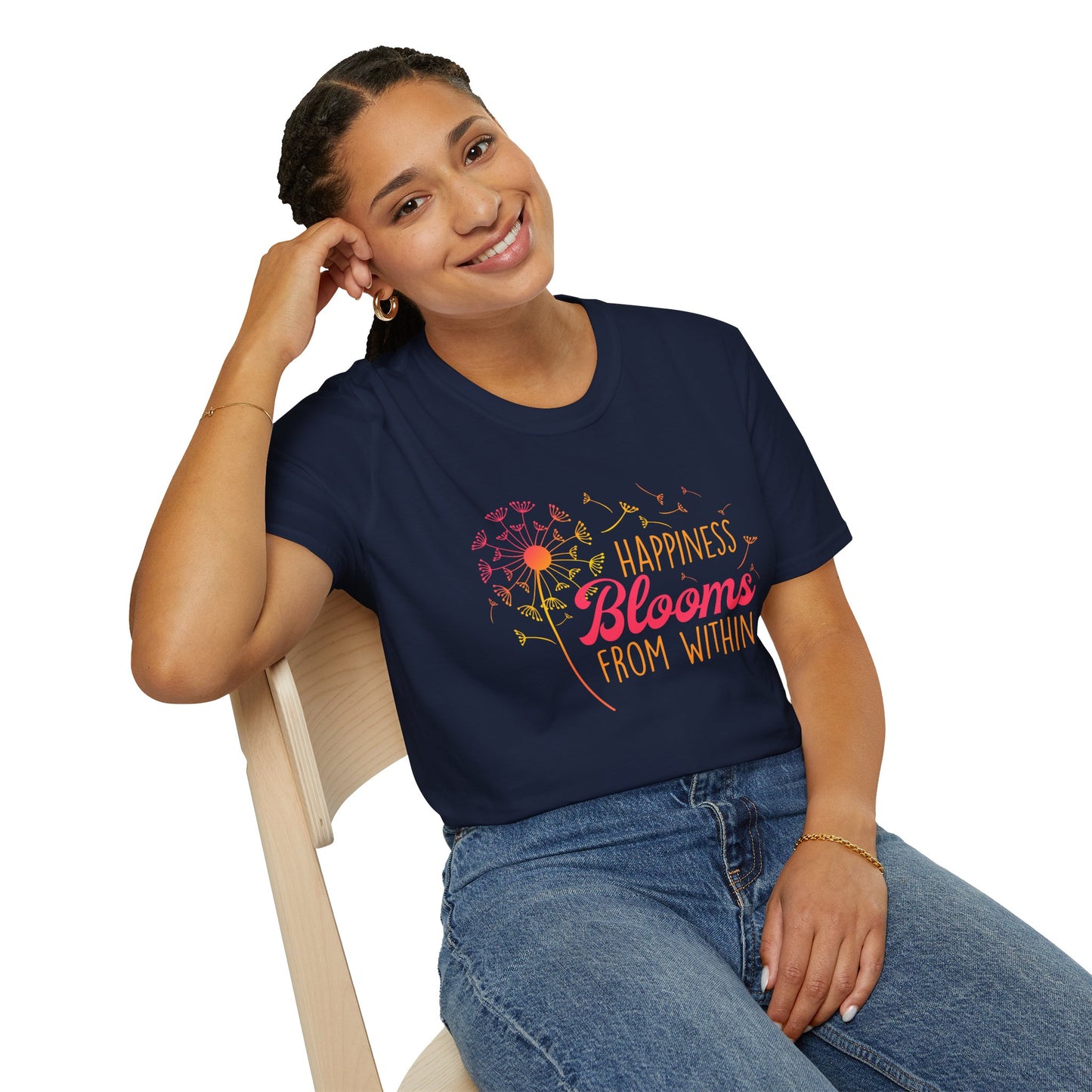 Happiness Blooms Unisex Softstyle T-Shirt - Positive Vibes Tee
