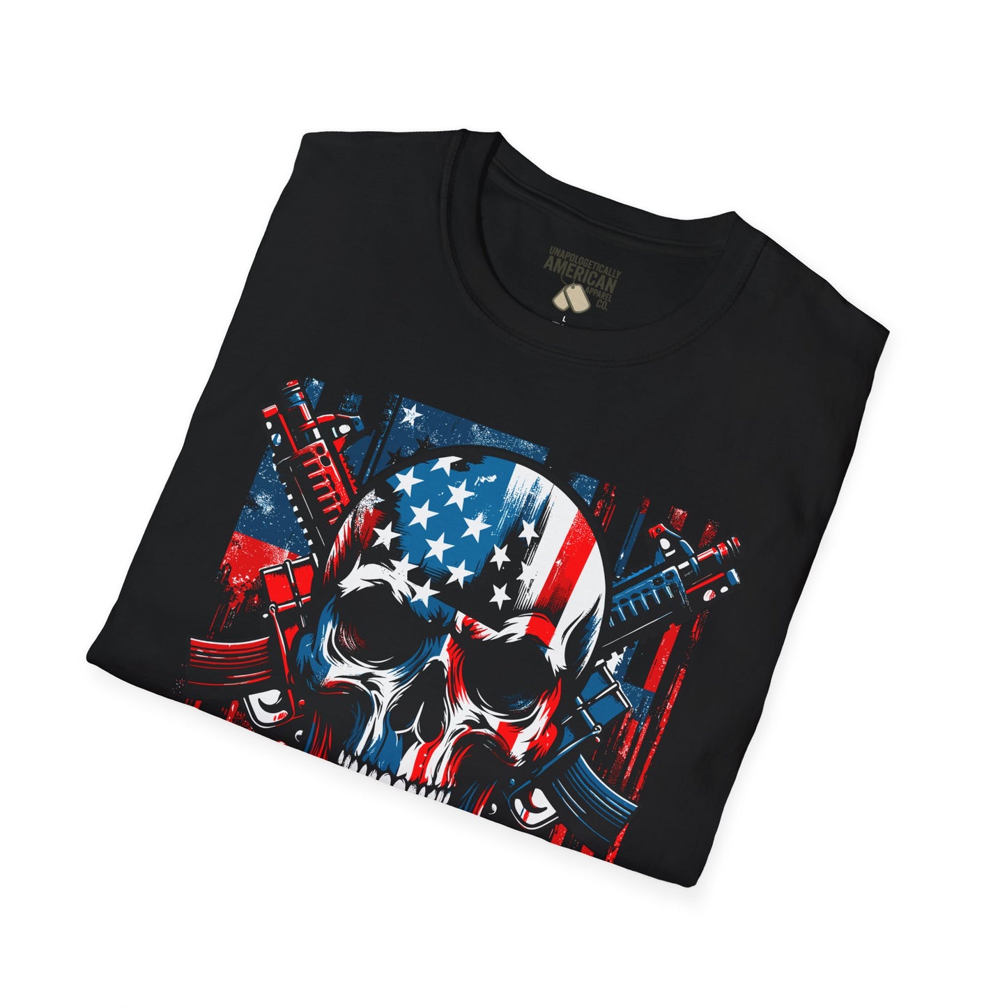 Patriotic Skull Unisex T-Shirt - Bold Design for Independence Day, Halloween, Gift for Veterans, Outdoor Events, Casual Wear