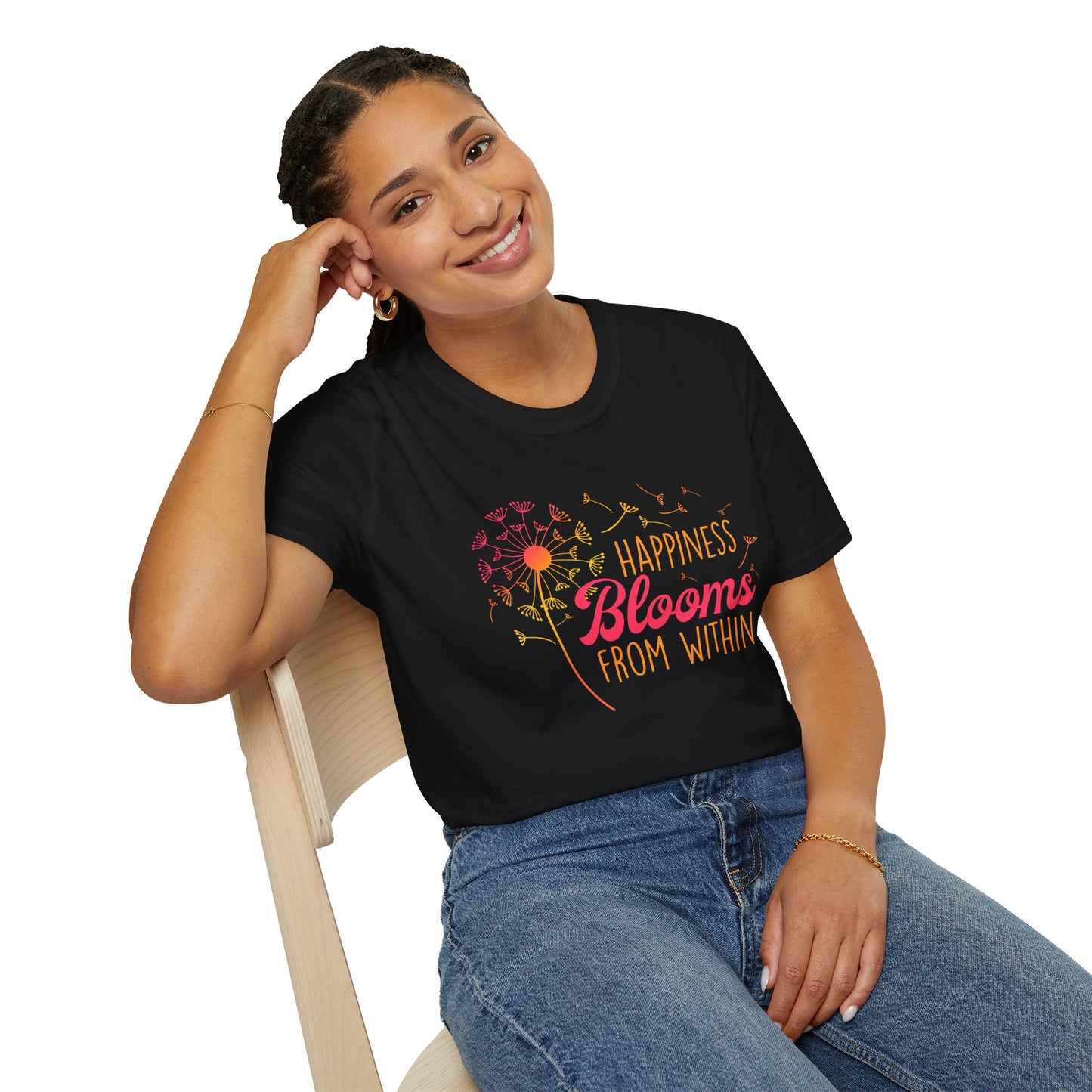 Happiness Blooms Unisex Softstyle T-Shirt - Positive Vibes Tee