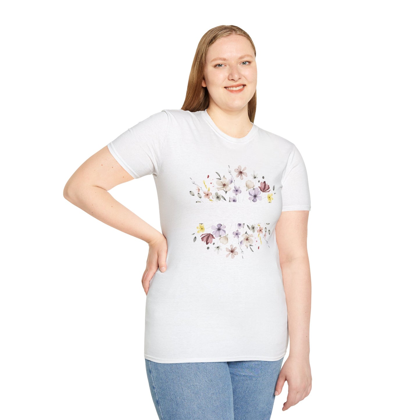 Floral Print Unisex Softstyle T-Shirt - Perfect for Casual Outings and Special Occasions