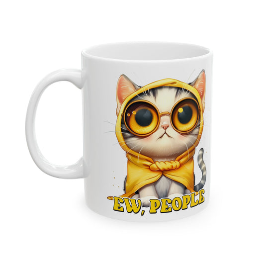 "Ew, people" Cute Cat Ceramic Mug - Perfect Gift for Cat Lovers
