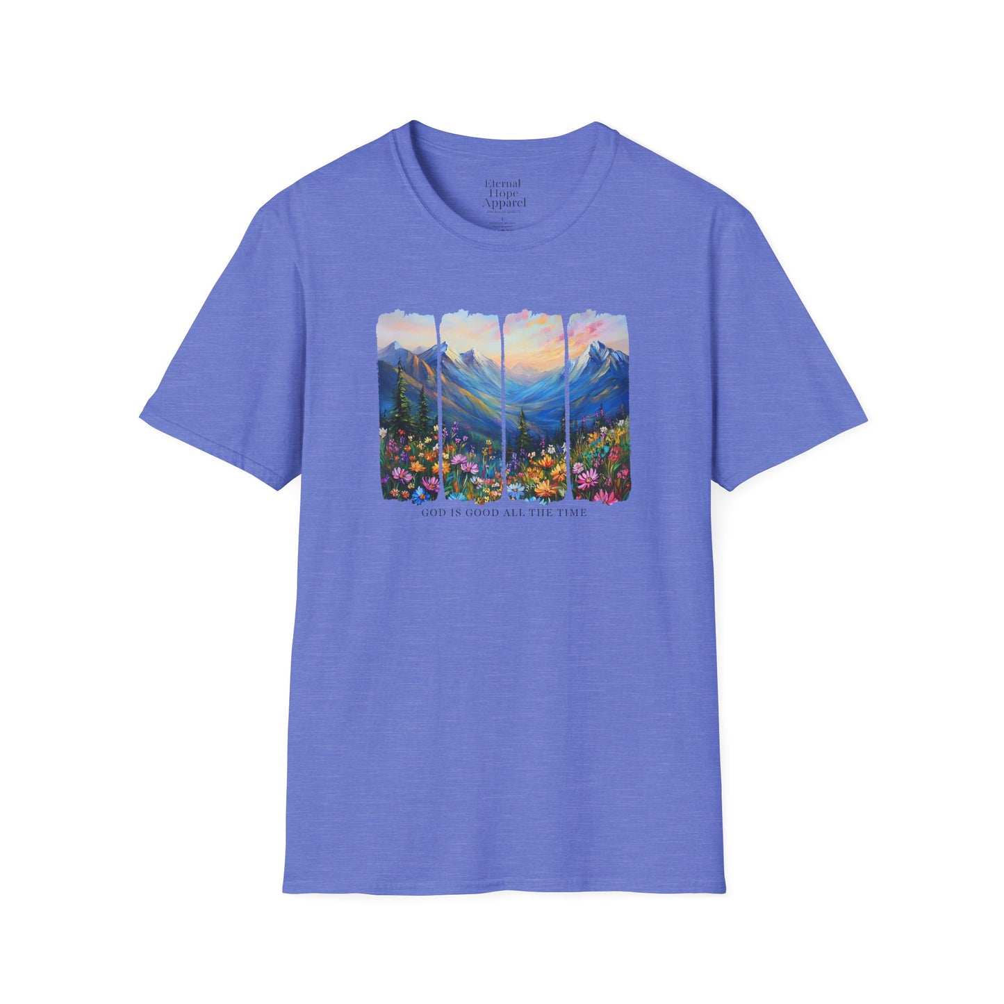 God is Good All the Time Unisex Softstyle T-Shirt - Inspirational Nature Design