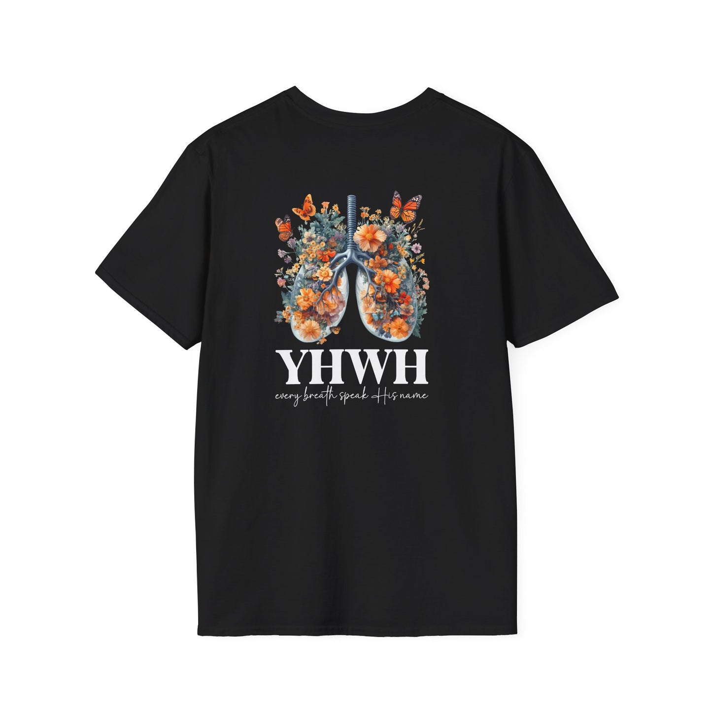 Floral Lungs YHWH Unisex Soft Style T-Shirt - Nature-Inspired Design