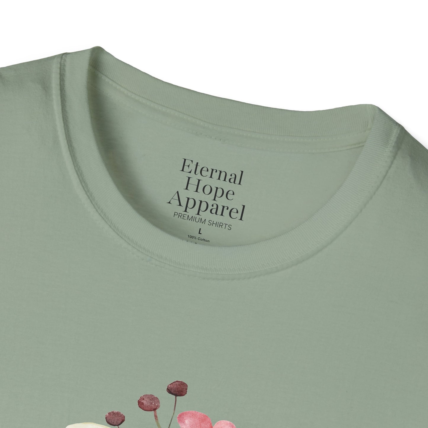 Rooted in Jesus Floral T-Shirt - Unisex Softstyle Tee for Faith and Comfort