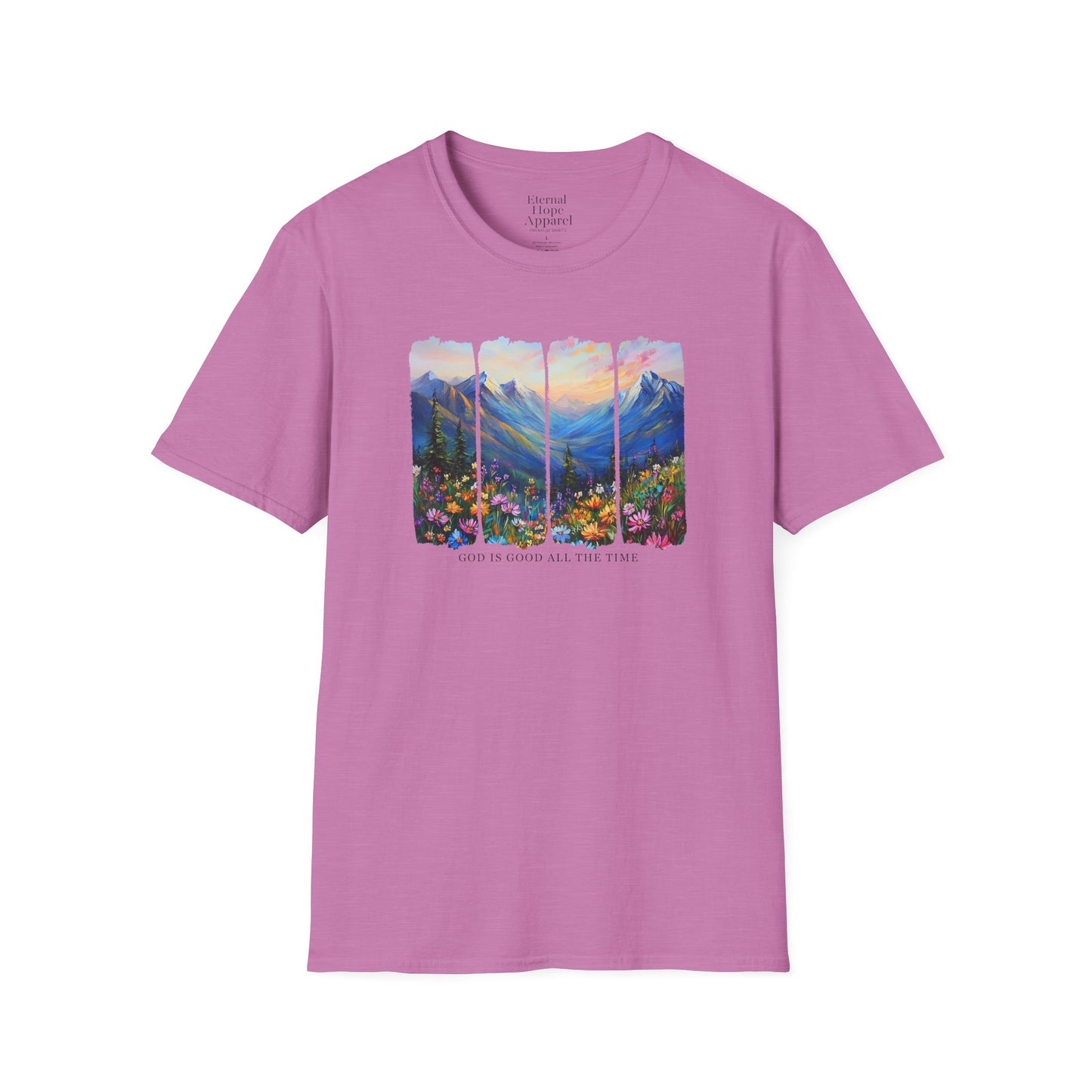 God is Good All the Time Unisex Softstyle T-Shirt - Inspirational Nature Design
