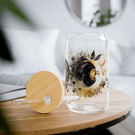 Celestial Sun and Moon Design for 16oz Sipper Glass
