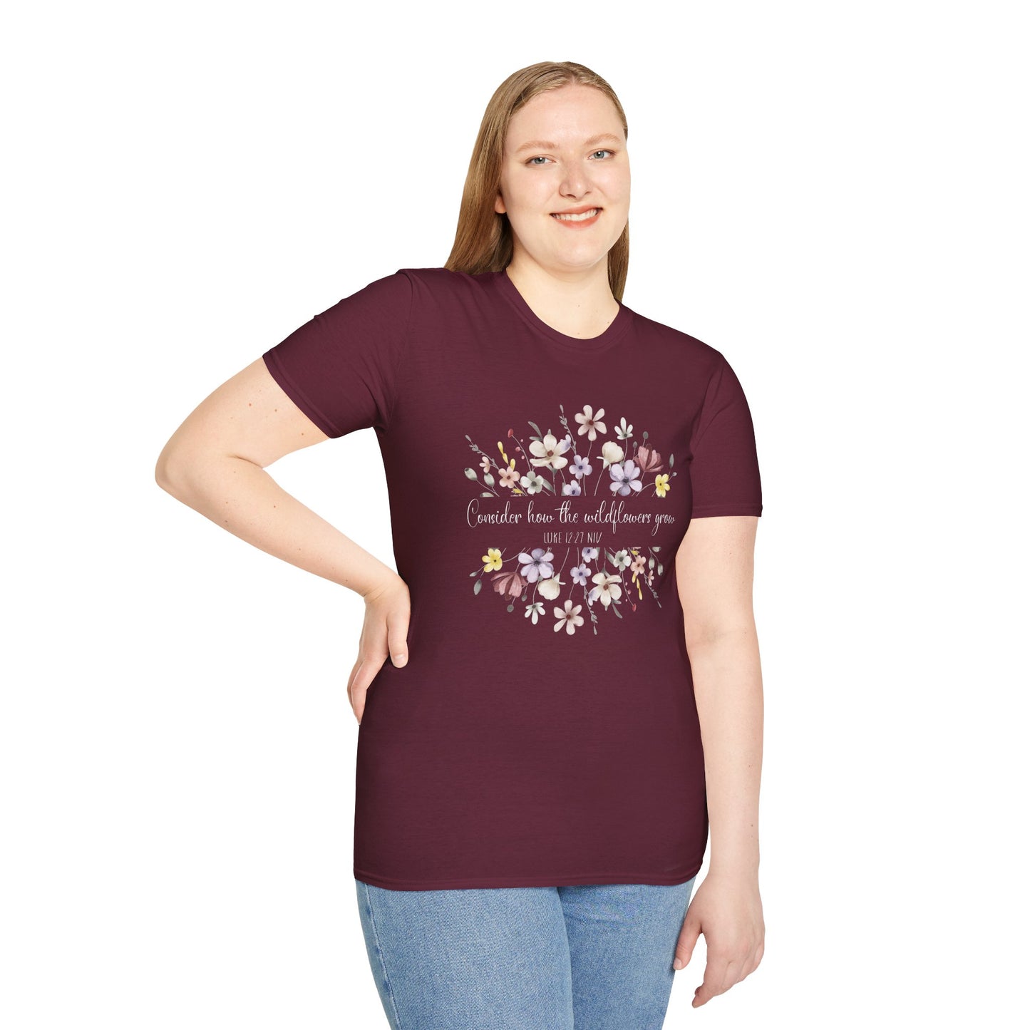 Floral Print Unisex Softstyle T-Shirt - Perfect for Casual Outings and Special Occasions