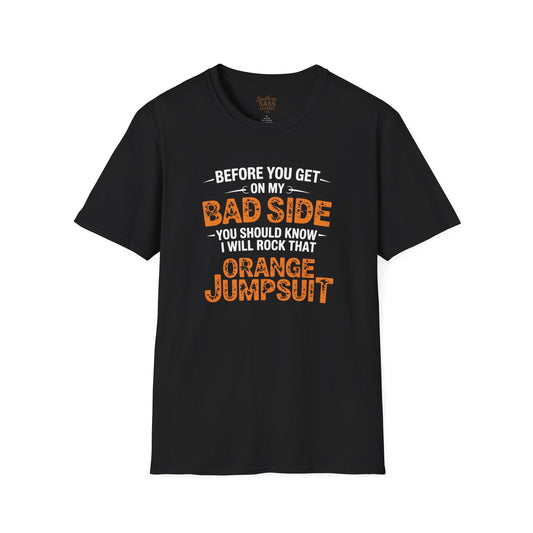 Rock Your Style with 'Bad Side' Orange Jumpsuit Quote