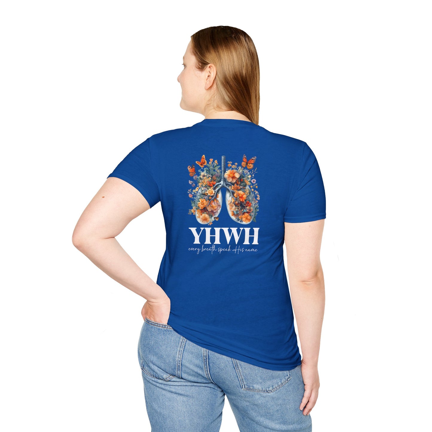 Floral Lungs YHWH Unisex Soft Style T-Shirt - Nature-Inspired Design