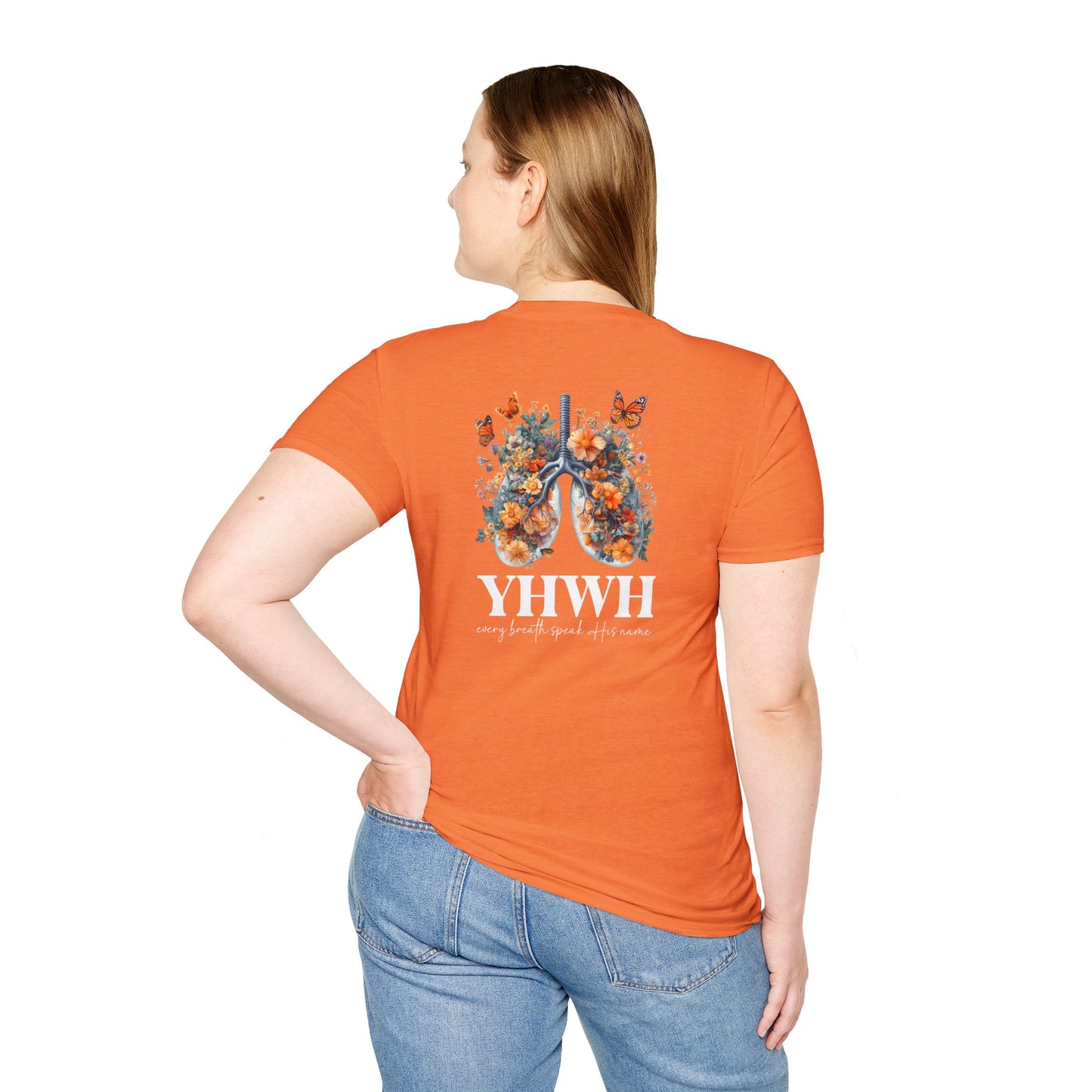 Floral Lungs YHWH Unisex Soft Style T-Shirt - Nature-Inspired Design
