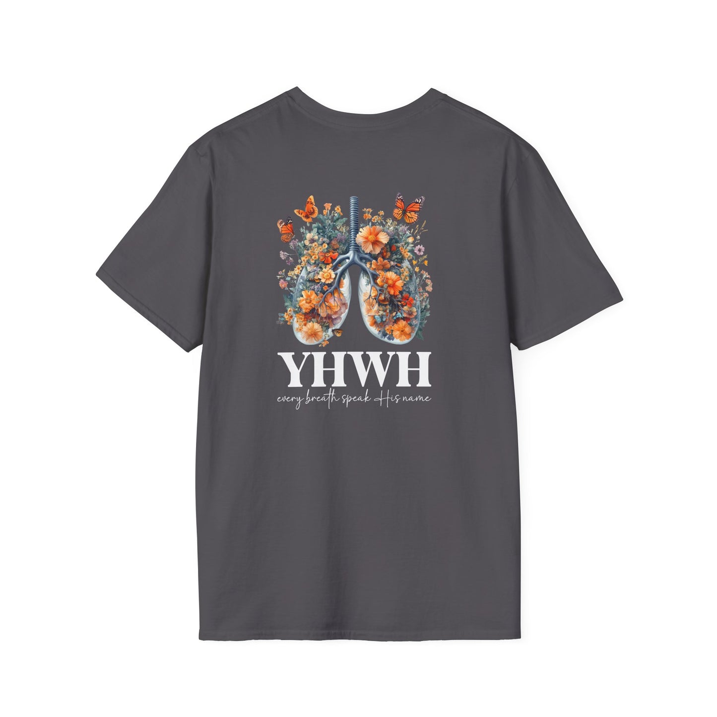 Floral Lungs YHWH Unisex Soft Style T-Shirt - Nature-Inspired Design