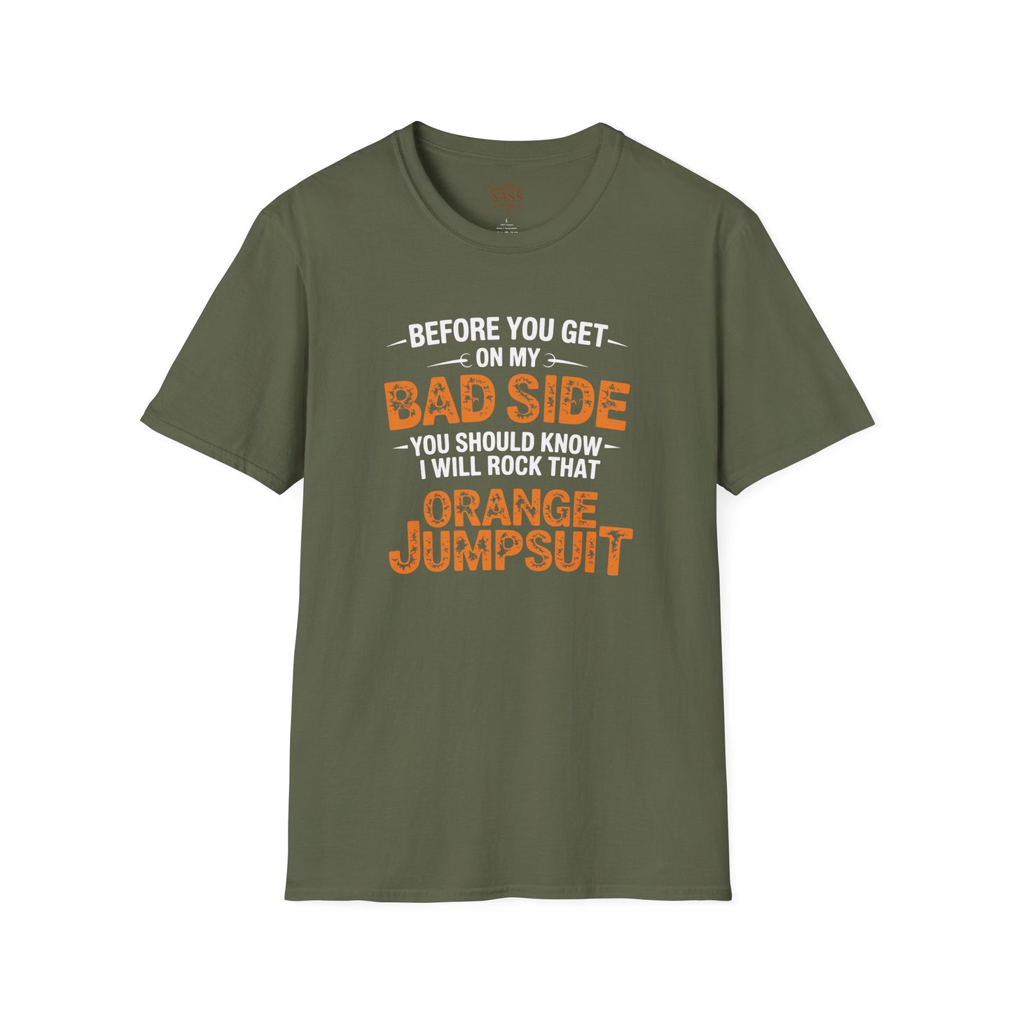 Rock Your Style with 'Bad Side' Orange Jumpsuit Quote
