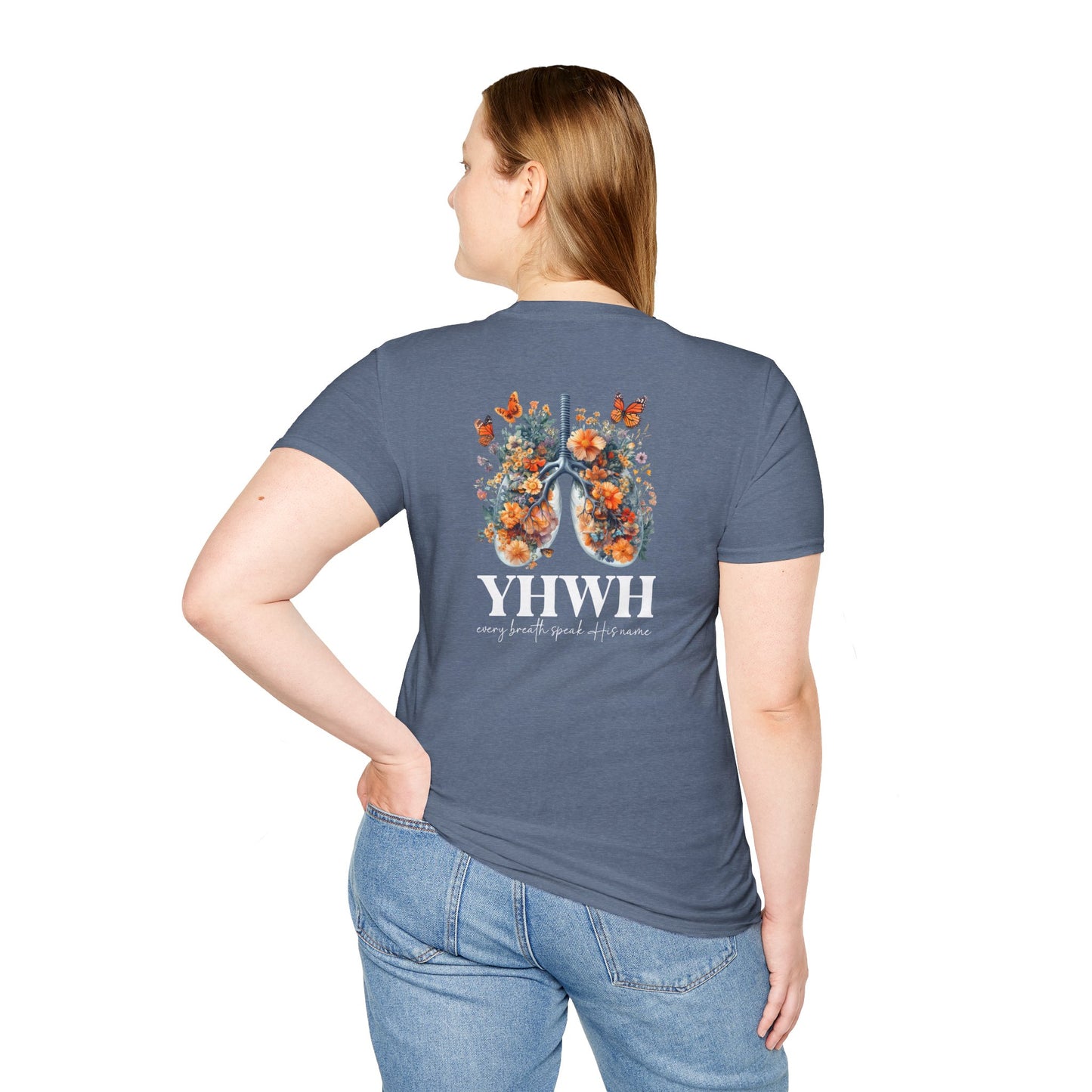Floral Lungs YHWH Unisex Soft Style T-Shirt - Nature-Inspired Design