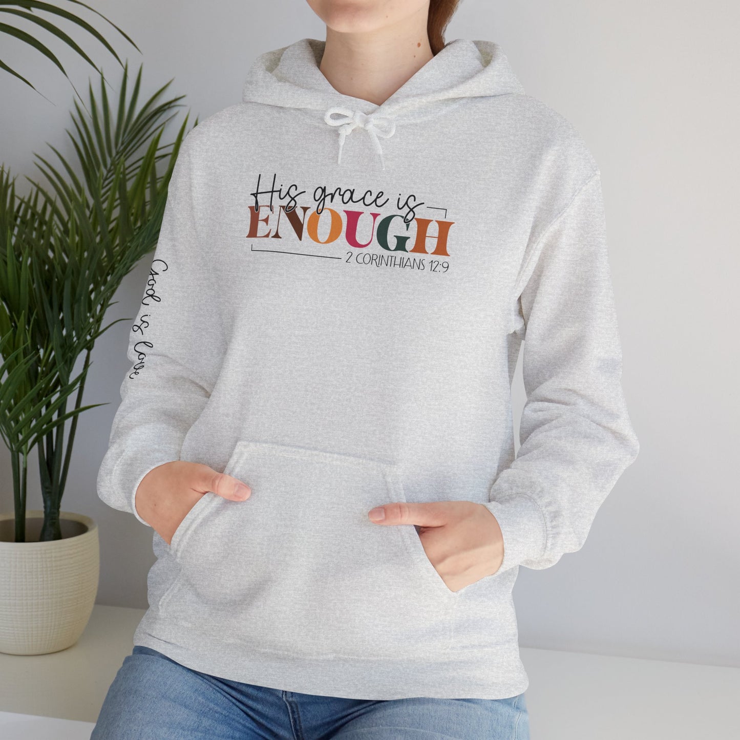 Inspirational Unisex Hooded Sweatshirt - "His Grace Is Enough"