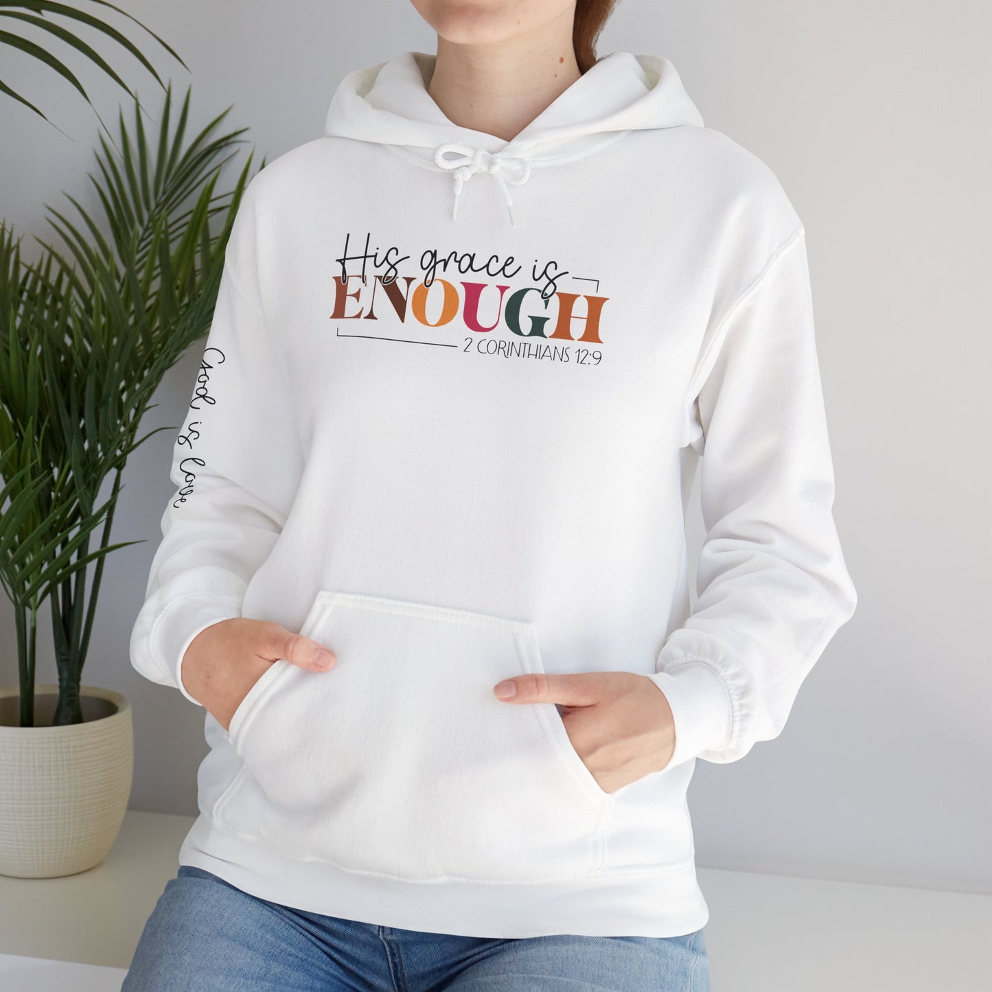 Inspirational Unisex Hooded Sweatshirt - "His Grace Is Enough"