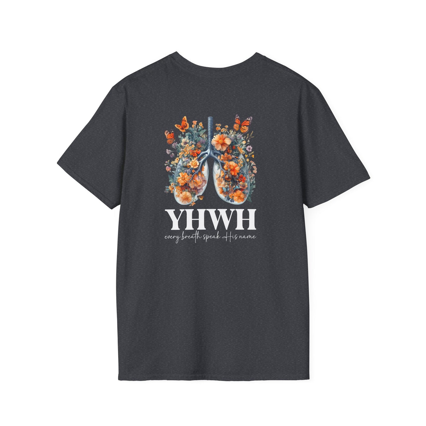 Floral Lungs YHWH Unisex Soft Style T-Shirt - Nature-Inspired Design