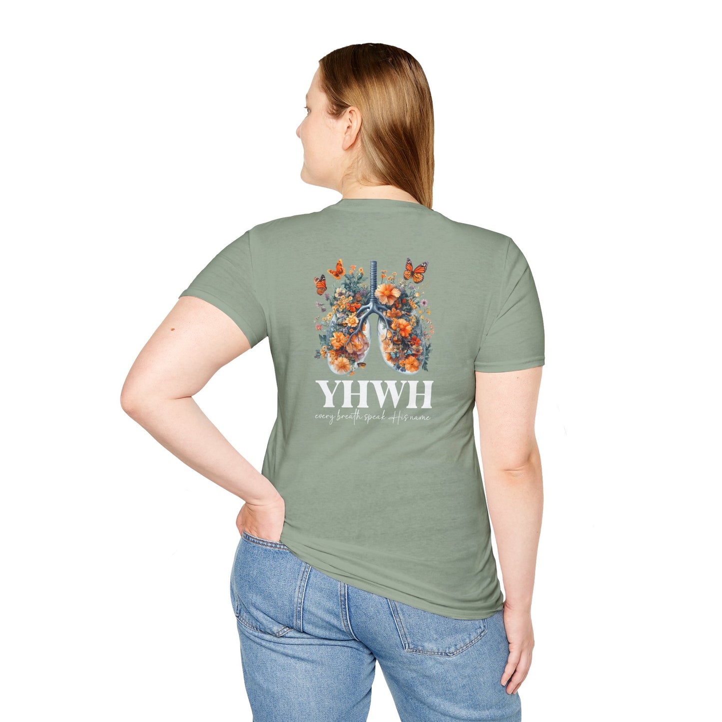 Floral Lungs YHWH Unisex Soft Style T-Shirt - Nature-Inspired Design